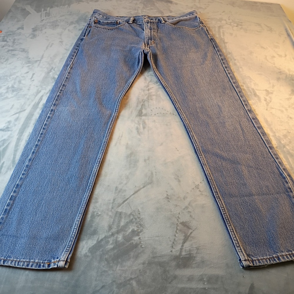 Levis 505 Mens Straight Fit Blue Denim Jeans 34x32 Medium Wash Cotton